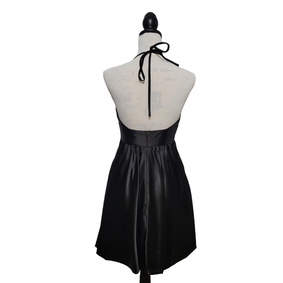 Jessica McClintock black silky halter top bubble dress size 6 - Picture 4 of 8